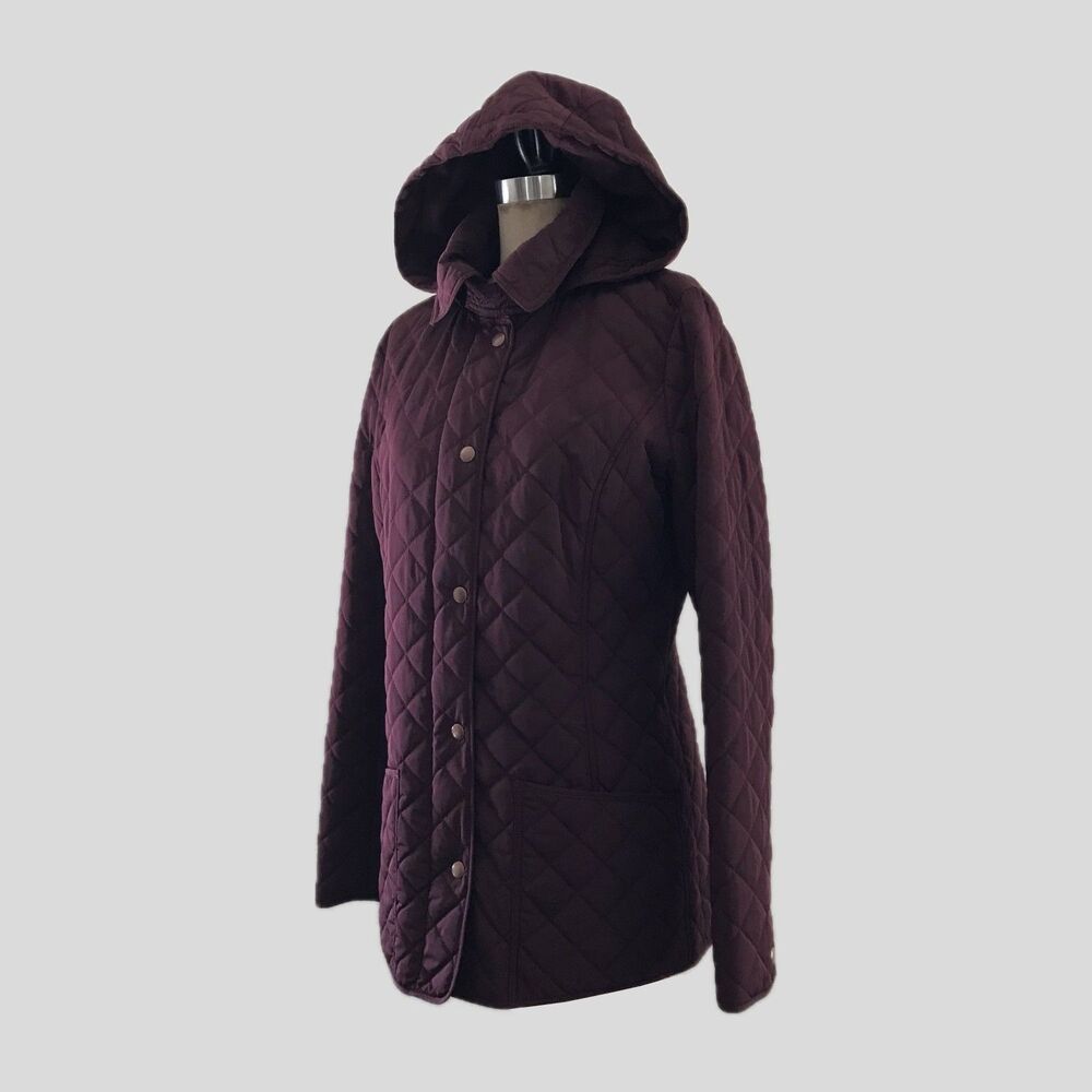 GH Bass & Co Purple Quilted Hooded Long Sleeve Puffer Jacket Women’s M
